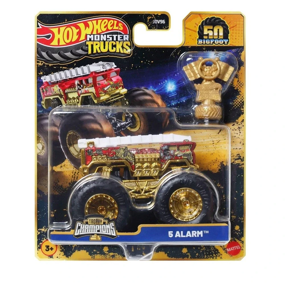 Hot Wheels JDW00 Monster Trucks Bigfoot Trophy Champions 5 Alarm Diecast Vehicle